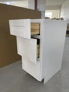 American Project All Wood Birch Kitchen Cabinets White Shaker Style Factory Directly