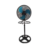 Ventilateur de sol électrique 18 pouces à 3 pales en aluminium Grille en plastique noir Moteur en cuivre 3-en-1 Quatre trous Hauteur réglable Ménage