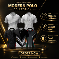 Kaos Polo Pria Cepat Kering Bahan Polyester Rajut Bernapas, Lengan Pendek, Motif Cetak, Kasual, Olahraga Golf