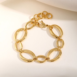 Pulsera Geométrica de Cadena Grande de Acero Inoxidable <span class=keywords><strong>Estilo</strong></span> Europeo y Americano para Mujer con Acabado Dorado, <span class=keywords><strong>Adornos</strong></span> Sencillos para la Mano - Product Image 4