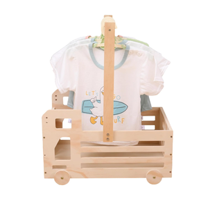 Cadeaux personnalisés : Panier de naissance en <span class=keywords><strong>bois</strong></span> avec roulettes, réversible fille/garçon, avec poignée, pour nouveau-né - Product Image 2