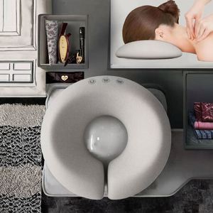 Silk Feeling <b>Memory</b> <b>Foam</b> Face & Neck Support Pillow with Removable Washable Cover Knitted Design for Airplane and Hotel Use - Product Image 3