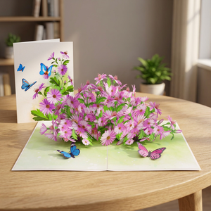 Best Seller Purple Daisies Flower Garden 3D Pop Card Handmade Animal Love Customized Design Paper Craft Vietnam Gifts Viet-craft - Product Image 2