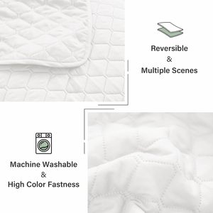 White Quilt Set 2 Pillows Lightweight Coverlet Pet Hair Stain Resistant <b>Bedding</b> Bright Standard/California Size for Home - Product Image 3