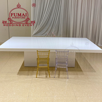 Table de salle à manger rectangulaire en MDF blanc pour fêtes, mariages, événements, meubles commerciaux, table de banquet