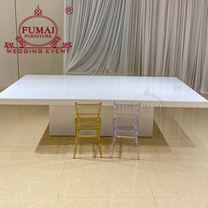 Table de salle à manger rectangulaire en MDF blanc pour fêtes, mariages, événements, meubles commerciaux, table de banquet - Product Image 2