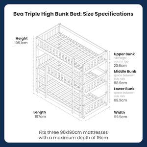 Lits superposés triples pour enfants Lit superposé haut Robuste Durable Robuste Cosy Élégant Design peu encombrant pour le salon École - Product Image 5