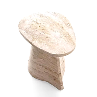 Prix usine chinois personnalisé pierre naturelle Beige travertin table d'appoint ronde pour meubles de maison