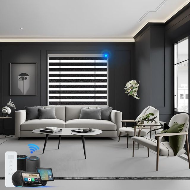 Electric Zebra Roller Blinds, Adjustable Light Filtering and Privacy Shades