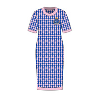 Gaun Rajut Wanita Custom OEM & ODM, Lengan Panjang, Model Bodycon untuk Klub, Desain Terbaru, Gaun Printing Fashion Terbaru