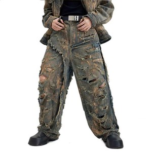 Jeans DiZNEW para Hombre, Diseño Personalizado, Rotos y Manchados, Estilo Desgastado y Holgado - Product Image 2