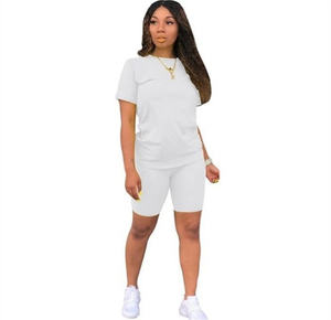 2024 abiti estivi Casual personalizzati set di abbigliamento t-shirt da donna e set corti palestra Fitness set donna donna due pezzi abbigliamento sportivo - Product Image 6