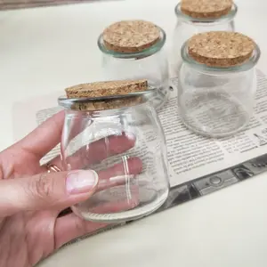 5盎司150毫升玻璃储物罐，带宽口盖木塞，用于服装蜂蜜香料摩丝DIY和艺术出售