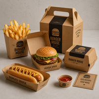 Boîte d'emballage alimentaire pour ailes de poulet frites, hot-dogs, en papier kraft jetable, résistante à la graisse, pour la restauration rapide, les plats à emporter, les restaurants et les traiteurs