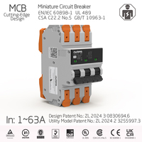 Disjoncteur miniature (MCB) 3P 54mm en cuivre, design industriel de pointe, câblage rapide, conforme aux normes UL489, CSAC22.2No5, IEC EN60898-1, unique