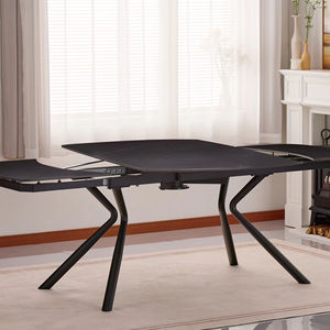 Table à manger extensible à succès en 2025 avec plateau en pierre frittée et pieds en métal thermolaqué, rotation ext. - Product Image 2