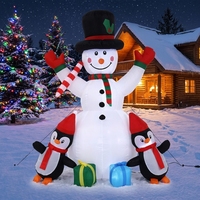 Bonhomme de neige gonflable avec chapeau haut et pingouin avec boîte cadeau pour décoration de fête de Noël en extérieur, modèle d'accessoire de jardin