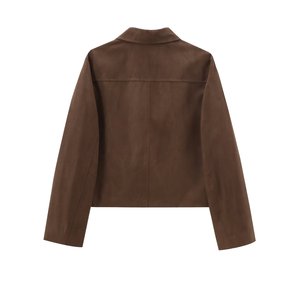 Kar & OT Za 2024 Áo khoác ngắn tay dài tay Một hàng khuy màu nâu phong cách tiền cũ thời trang nữ mùa thu mới 4716826 - Product Image 5