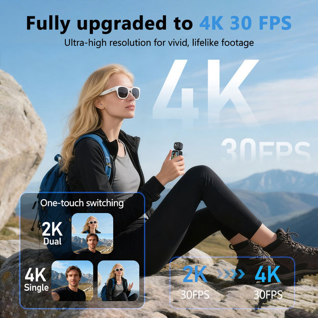 Shoot Share Instantly 4K WiFi Vlog Camera APP Control Download Videos Phone Long Battery MicroSD IP65 Waterproof (Memory Card