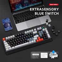 Clavier mécanique de haute qualité à 98 touches, éclairage RVB, clavier de jeu pour PC de bureau filaire USB avec bouton