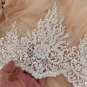 Bán buôn handmade trắng Bridal ren TRIM đính <span class=keywords><strong>sequin</strong></span> đính cườm TRIM cho Ăn mặc - Product Image 3