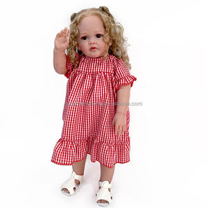 Riesige Baby größe verwurzelt blondes lockiges Haar Soft Touch Silikon Vinyl wieder geborene Baby puppen Realistisches neugeborenes Kleinkind Mädchen - Product Image 6