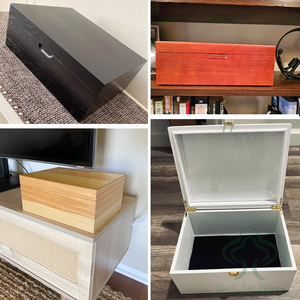 Caja de Almacenamiento de Madera de Roble Oscuro Grande, Grabada a Medida, con Tapa con Bisagras, Caja de Regalo Decorativa <span class=keywords><strong>para</strong></span> Recuerdos - Product Image 5
