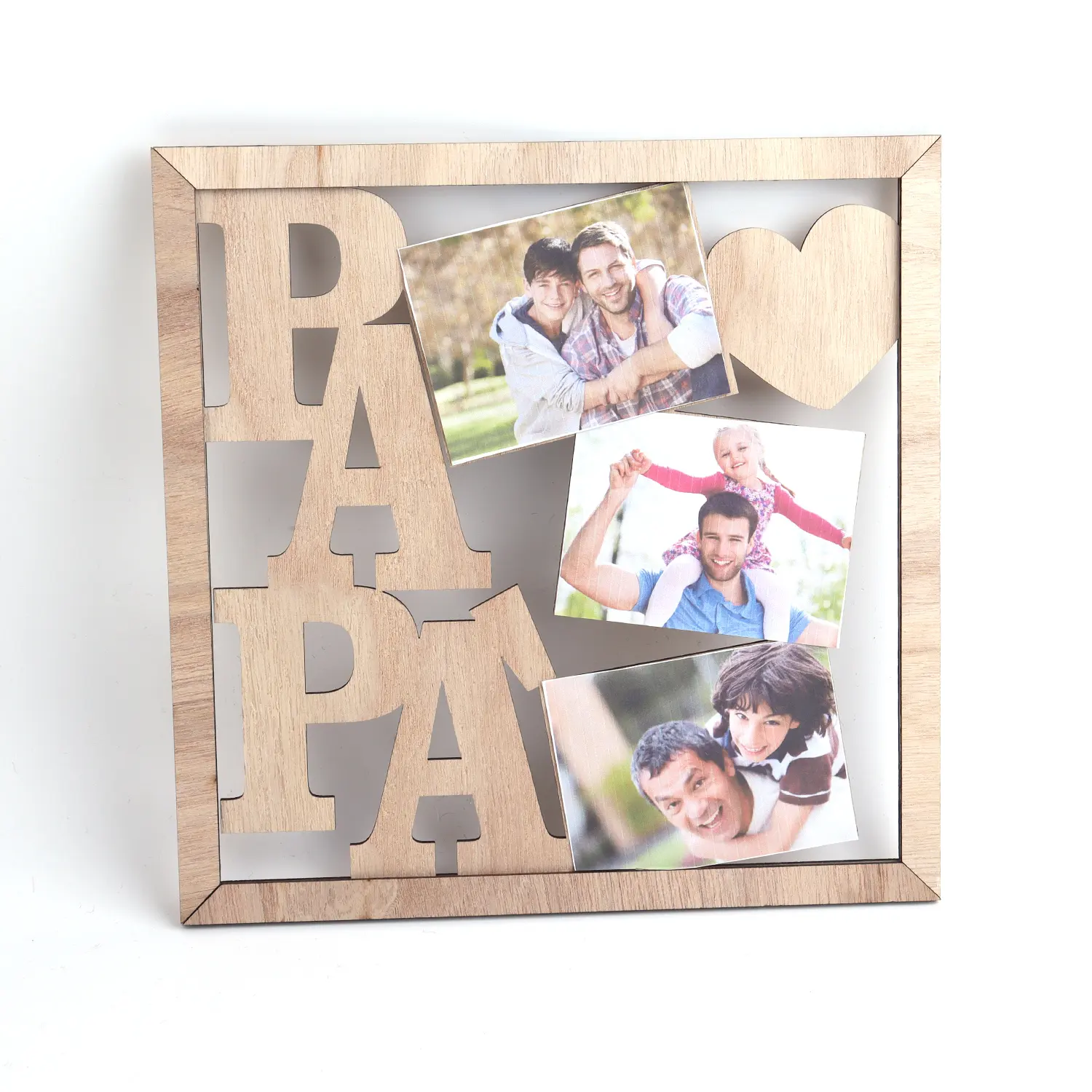 High Quality Artwork Papa Photo Frames for Son Daughter New Design Creative Family Wooden Handicraft Frame