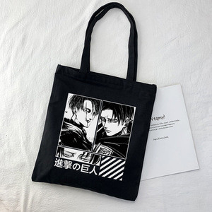 Bolsa de lona impresa de Attack on Titan para comercio transfronterizo, bolso de hombro estilo Harajuku, bolsa de compras tipo tote - ¡Listo para enviar! - Product Image 2