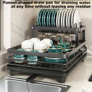 Kitchen Shelving Table Top Drain Rack Dish Drying <b>Storage</b> Rack 2 Tier Kitchen Countertop Organizer Stand Escuridor De Platos - Product Image 3