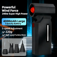 Ventilateur portable de poche 4000mAh, ventilateur turbo, rechargeable 240W 5 vitesses, multifonction, essentiels de voyage, cadeaux pour hommes et femmes