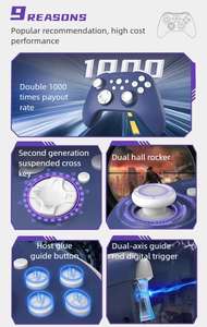 Manette de <span class=keywords><strong>jeu</strong></span> sans fil Shanwan Q34 à six axes avec gyroscope et double joystick Hall pour Switch, Xbox, PC, Android, iOS - Product Image 6