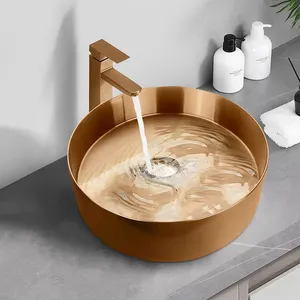 Rose Gold Bathroom Sink Stainless Steel Bathroom Sinks Above Counter Art Basin For Bathroom Hotel