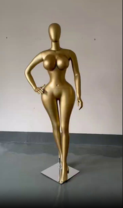 หุ่นโชว์เสื้อผ้าผู้หญิงแบบเต็มตัว ทาสีทอง รูปร่างโค้งเว้าแบบ BBL อกใหญ่ สะโพกใหญ่ พร้อมหัวและแขนที่ถอดออกได้ - Product Image 5