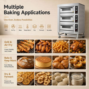 Four à sole électrique commercial 2 niveaux 4 plateaux en acier inoxydable pour boulangerie, pain et pizza 400 ℃   Fenêtre en verre double couche - Product Image 2