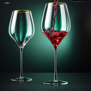 Hxglass Creative Gold Rim <span class=keywords><strong>Vin</strong></span> et pour gobelet à champagne Verre à cocktail classique sans plomb avec longue tige et motif miroir en cristal - Product Image 5