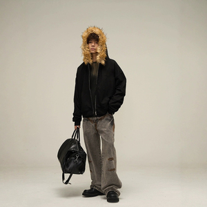 Felpe con <span class=keywords><strong>Cappuccio</strong></span> Invernali Y2K Ricamate con Stampa a Rilievo, Giacca con Zip e Grafica Grunge, Felpe Estetiche Hip Hop Streetwear - Product Image 3