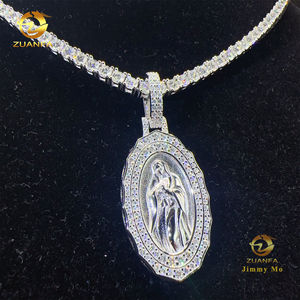 ユニークなデザインアイスアウト火の宗教的なジュエリーヒップホップペンダント925シルバーVVS1 Moissaniteダイヤモンドイエスペンダントチェーンセット - Product Image 2