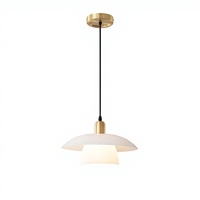 Luminaire suspendu en laiton de style moderne, fonctionnant sur piles, avec abat-jour en verre, télécommande, 6 couleurs RVB, 30 cm de hauteur (ampoule incluse)