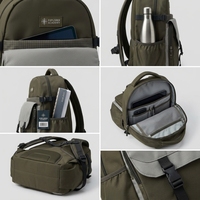 Sac à dos gris clair vert à blocs de couleur avec logo personnalisé tissé, résistant à l'eau, en tissu Oxford, fermeture éclair, 20-36L, pour garçons, étudiants, activités de plein air