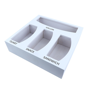 kitchen accessories drawer food bag holder organiser wood bamboo ziplock bag storage organizer for kitchen drawer