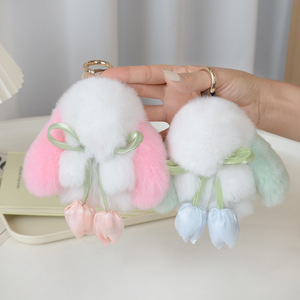 LLavero de piel de conejo Rex Tassel Dolls Cute Bunny Pendant Fluffy - Product Image 3