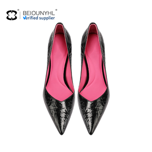 Knurling negro charol puntiagudo Stiletto boda logotipo personalizado mujeres lujo cuero genuino tacones altos <span class=keywords><strong>Zapatos</strong></span> de vestir <span class=keywords><strong>novia</strong></span> - Product Image 6