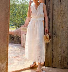 Gilet senza maniche <span class=keywords><strong>stile</strong></span> Boho Top + gonna bianca abito donna <span class=keywords><strong>stile</strong></span> vacanza <span class=keywords><strong>femminile</strong></span> 2025 estate <span class=keywords><strong>abbigliamento</strong></span> donna - Product Image 4