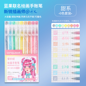 LANGUO Juego de 9 Bolígrafos de Tinta de Sal Marina Azul, Acuarela, Tonos Frescos, Paquete de Papelería para Dibujo - Product Image 4