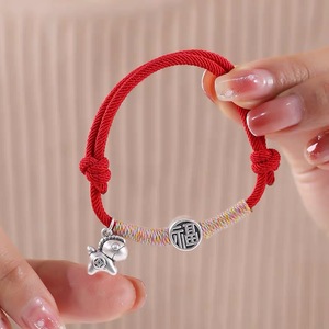 999 Pure <b>Silver</b> Red String Bracelet With Animal <b>Charm</b> For Good Luck And Fortune Gift Unisex Jewelry - Product Image 3