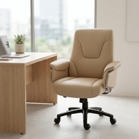 Chaise de bureau ergonomique pivotante à dossier haut en PU, production OEM, luxe exécutif, marque MEETCO, garantie 36 mois, structure en aluminium