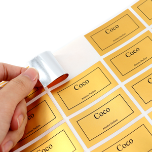 Marchio personalizzato ECO adesivo foglio foglio d'oro timbro in metallo metallico argento etichette in vinile PVC per profumo aggiungi il tuo <span class=keywords><strong>Logo</strong></span> - Product Image 2