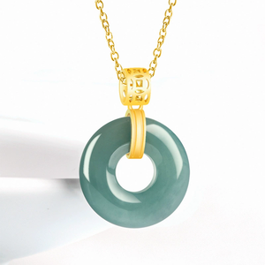 Colgante de jade azul esmeralda natural para la buena suerte. Conjunto de plata S925 con jade de grado Nuanbing. Collar. - Product Image 4
