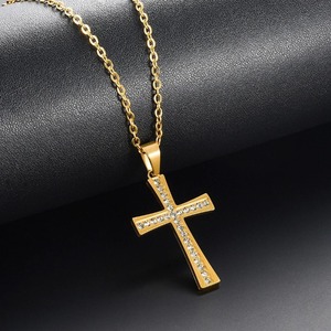 Colgantes de Cruz Clásicos de Acero Inoxidable con Pedrería, Pequeños Amuletos de Cristal de Jesús para Oración, Joyería Unisex para Hombres y Mujeres, Regalos - Product Image 5